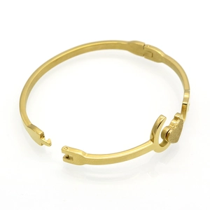 Polished rose gold stethoscope bracelet with frosted heart design and clasp closure