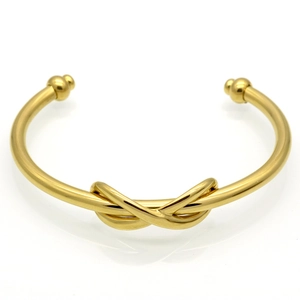 Minimalist Knot Open Cuff Bangle Bracelet Polished Stainless Steel Fashion Jewelry Accessory Elegant For Women Men