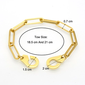 Gold stainless steel handcuff link chain bracelet for men and women industrial style
