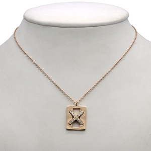 Elegant rose gold rectangular pendant necklace with sparkling X-shaped crystal inlay