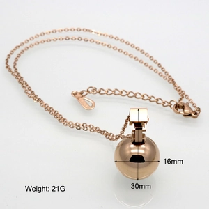Roségouden roestvrijstalen ketting met een 16mm bolhanger en verstelbare sluiting