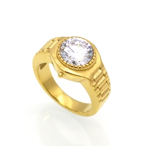 Bague en Acier Inoxydable 316L Style Bracelet Montre Vintage Hommes Femmes Luxe Zircon Rond Incrusté Bijoux Plqué Or Argent