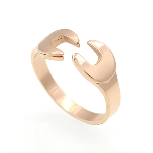 Vintage industrial wrench open ring in rose gold finish with polished mechanical design