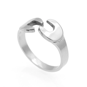 Industrial style silver wrench open ring for men featuring creative mechanical design