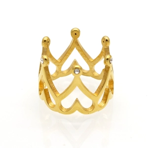 Hollow Heart Crown Ring 316L Stainless Steel Cubic Zirconia Trendy Fashion Korean Style Jewelry For Women