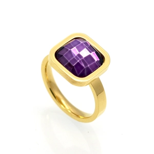 Fashion 316L Stainless Steel Square Zircon Ring For Women High Polished Geometric Crystal Finger Ring Party Wedding Jewelry