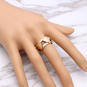 Bague double couche cœur en or rose avec gravure LOVE pour bijoux de femme