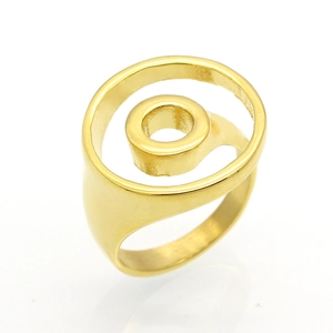 Minimalist Double Nested Circle Ring 316L Stainless Steel 18K Gold Plated Geometric High Polished Modern Unisex Jewelry