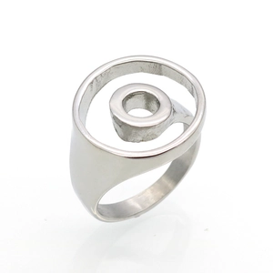 Minimalist double layer silver stainless steel ring with 18k polished finish