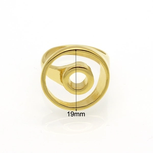Minimalist double circle stainless steel ring in 18k gold finish with 19mm diameter