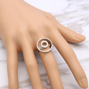 Modern double circle stainless steel ring for women in polished silver finish