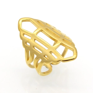 Anello Geometrico Cavo In Acciaio Inossidabile 316L Fascia Minimalista A Grata Gioielli Alla Moda Per Donna