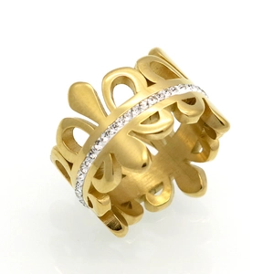 Elegant Crown Noble Ring For Women 316L Stainless Steel Hollow Design White Zircon Inlay High Polished Plated Jewelry