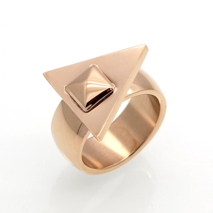 316L Edelstahl Geometrischer Dreieck Ring Mit Pyramiden Niete Hochglanzpoliert Gold Roségold Silber Punk Schmuck Für Damen Herren