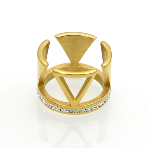 Geometric Triangle Hollow Ring 316L Stainless Steel Rhinestone Inlaid Modern Fashion Jewelry For Men Women
