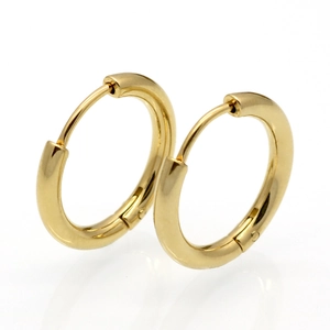 Stainless Steel Round Hoop Earrings Minimalist High Polished Hinged Jewelry For Women Men