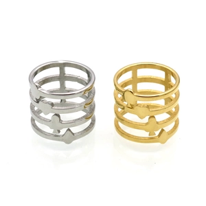 Minimalist stainless steel poker suit rings in gold and silver with hollow design