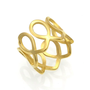 Hollow Geometric Infinity Pattern Ring 316L Stainless Steel High Polished Vacuum Plated Simple Modern Jewelry For Women Men