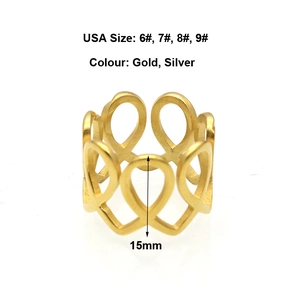 Minimalist geometric hollow teardrop ring in 15mm gold finish stainless steel
