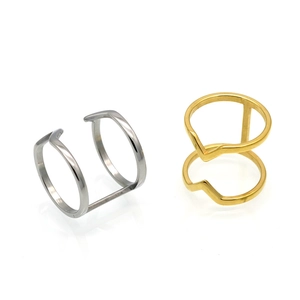 Minimalistische doppelreihige offene Ringe in Gold und Silber mit geometrischem V-Design