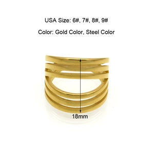 Polished 18mm multi-layer wide band ring in gold and steel finishes for women