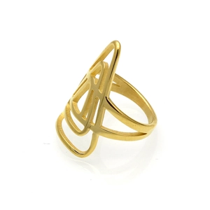 Minimalist gold geometric triangle stacked stainless steel ring for women in high polish