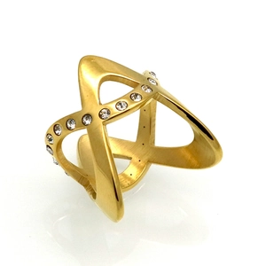 316L Edelstahl Kreuz Ring Mit Strass Geometrisch Einfache Mode Schmuck Für Damen Geschenk Gold Silber Ringe