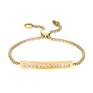Bracelet Bolo Réglable En Acier Titane Barre Horizontale Avec Zircone Cubique Bijoux De Mode Pour Femmes