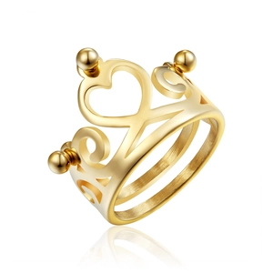 Crown Heart Ring Stainless Steel Hollow Heart Shaped Polished Jewelry Romantic Fashion Gift For Women Men