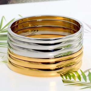 Bracciali minimalisti impilabili in oro e argento in acciaio inossidabile con chiusura a cerniera