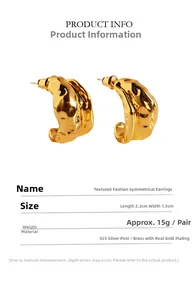 Details zu Größe und Material für goldene C-Ohrringe mit Hammerschlag-Optik