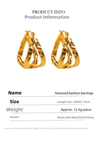 Détails du produit des boucles d'oreilles en laiton doré à texture de lave