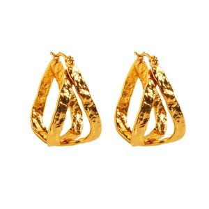 Boucles d'oreilles créoles dorées texturées en forme de goutte avec motif martelé