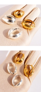 Vue macro des boucles d'oreilles bicolores montrant la texture brossée et le design