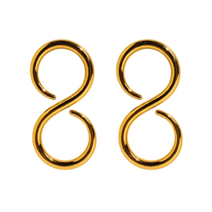 Minimalist gold geometric S-shaped hook earrings with a polished mirror finish for women