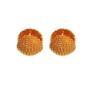 Élégantes boucles d'oreilles boules double face plaquées or 18 carats au design géométrique