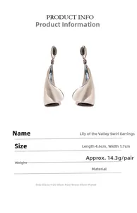 Detailed product info for white enamel calla lily earrings with size and weight specs