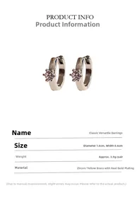 Detailed size specifications of 16mm hoop earrings with pink cubic zirconia stone