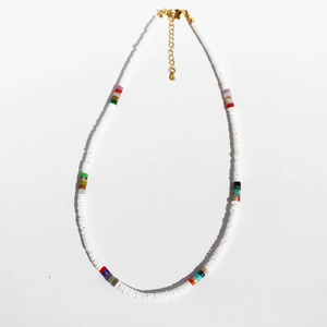 Böhmische Heishi Perlenkette Mit Messing Muschel Und Bunten Natursteinperlen Ethno Sommer Strand Frauen Schmuck