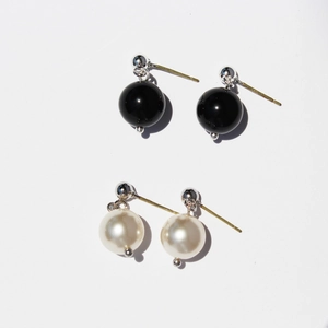 Elegant Round Artificial Pearl And Agate Dangle Earrings With 925 Sterling Silver Earring Post Brass Jewelry For Women Daily Wear