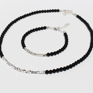 Black Onyx And Brass Beaded Necklace For Women Spliced Irregular Metallic Beads Retro Handcrafted Jewelry