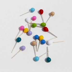 Colorful enamel ball stud earrings in multiple candy colors with S925 silver needles