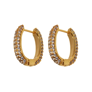 24k gold plated U-shaped hoop earrings featuring a full micro-pave cubic zirconia design