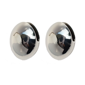 Polished silver metal hollow oval hoop earrings with a minimalist mirror finish design