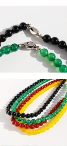 Detail of multi-color agate beaded necklace showing the 925 silver clasp craftsmanship