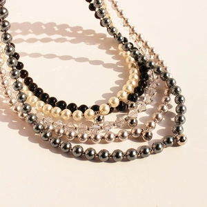 Collana Girocollo Di Perline Pendente Sfera Ottone Con Perla Artificial E Cristallo Gioielli Eleganti Per Donne