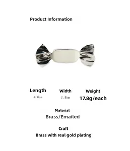 Detailed size specifications for the silver candy brooch with enamel and brass plating