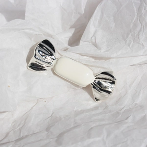 Korean Style Creative Candy Brooch For Women Silver White Drip Glaze Brass Brooch Pin Fashion Sweet Cool Jewelry Gift