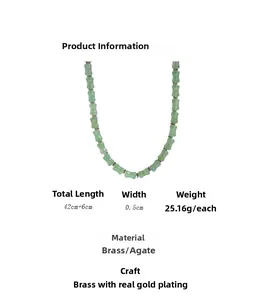 Specifiche dimensionali e dettagli materiali della collana in agata verde e ottone