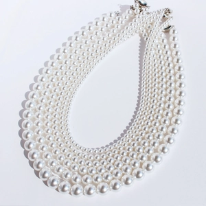 Elegant White Crystal Artificial Pearl Necklace For Women Classic Round Bead Choker With Brass Gold Plated Clasp Jewelry
